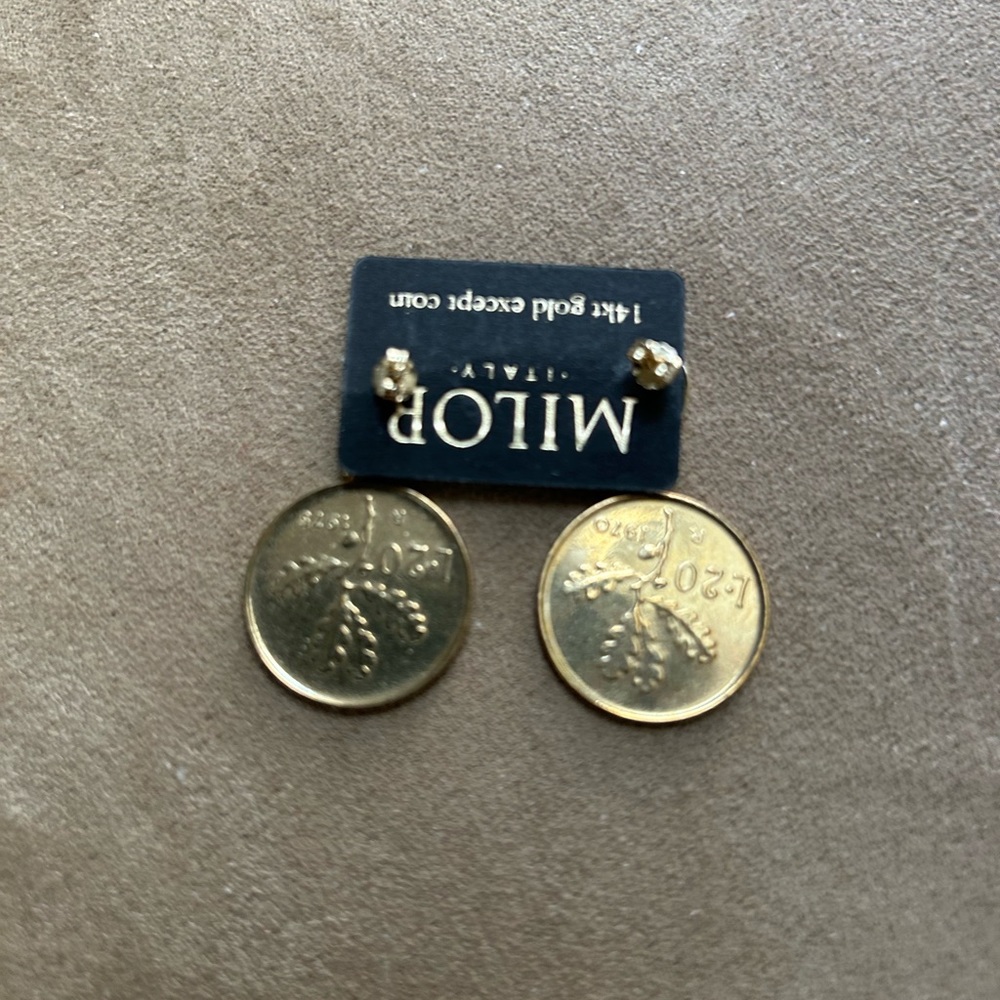 NWT MILOR Italian Coin Earrings - Picture 2 of 2